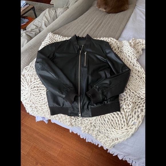 ALL SAINTS $595 LEATHER BOMBER/MOTO JACKET S - Picture 3 of 6